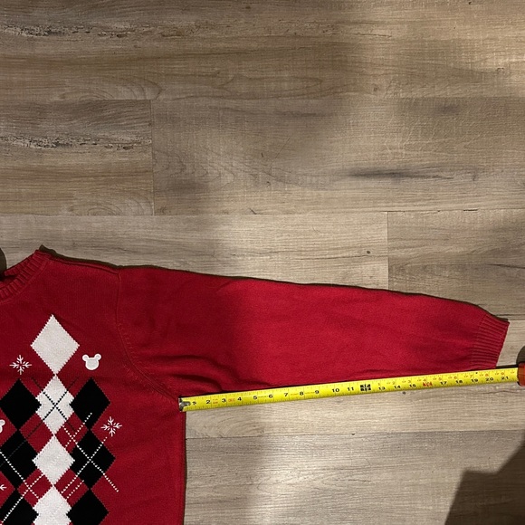 Vintage 90s Mickey Mouse Disney Argyle Pullover Sweater Oversized Red - XL - Picture 13 of 13